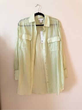 NWT House of Harlow 1960 Light Green Shiny Women’s Tunic Resortwear